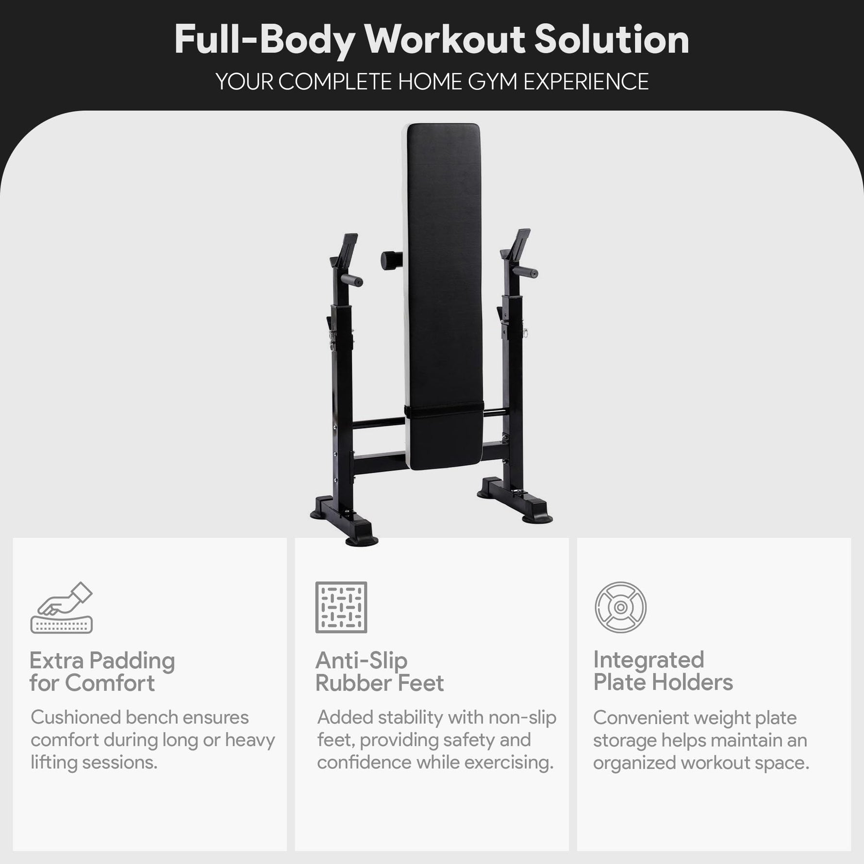 BalanceFrom Steel Weight Bench with Squat Rack, Adjustable Seat, and Recliner – Foldable Home Gym Equipment with 6-Position Barbell Holder and Leg Developer, 400 Pound User Capacity