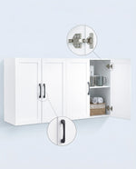 Wall Cabinet with Adjustable Shelves, Laundry Room Cabinet with 4 Doors, Kitchen Storage Cupboard Cabinet, Wall Mount Medicine Cabinet for Bathroom, Living Room, White