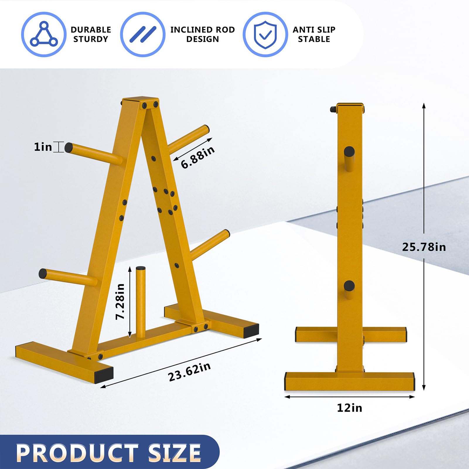 Weight Plate Rack, Weight Tree, Home Gym Storage Stand, Holds 300 lbs