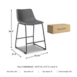 Signature Design by Ashley Centiar 24" Counter Height Modern Bucket Barstool, 2 Count, Black