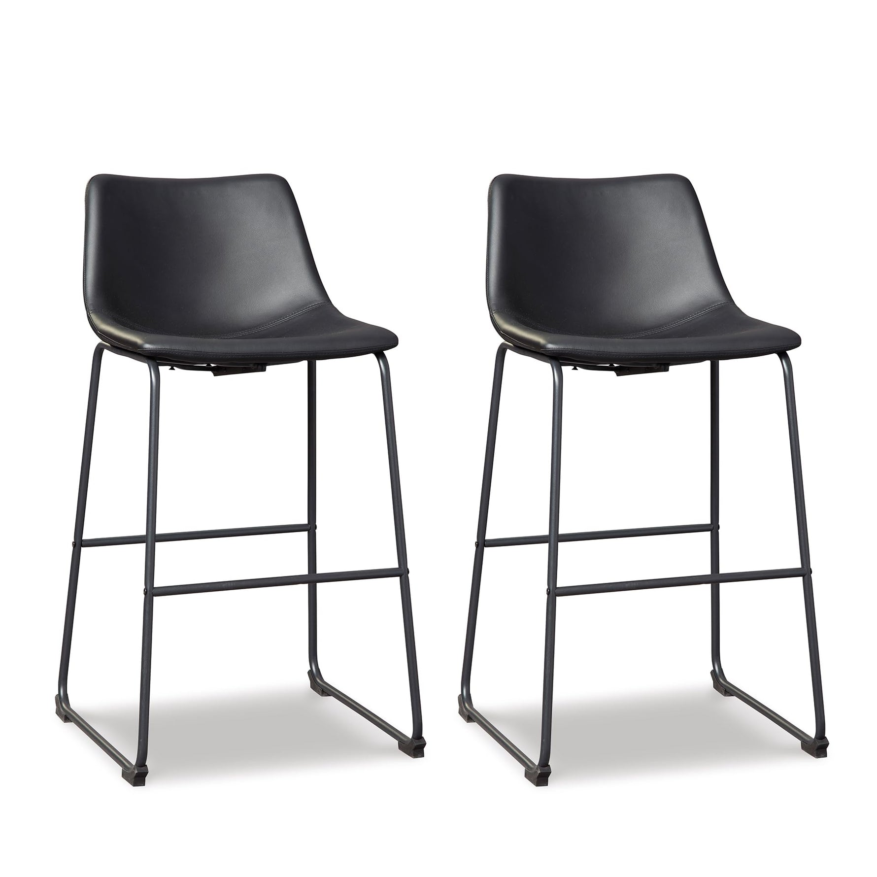 Signature Design by Ashley Centiar 24" Counter Height Modern Bucket Barstool, 2 Count, Black
