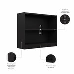Bush Home Universal Small 2 Shelf Bookcase in Black, Low Storage and Display Bookshelf for Home Office or Living Room Organization
