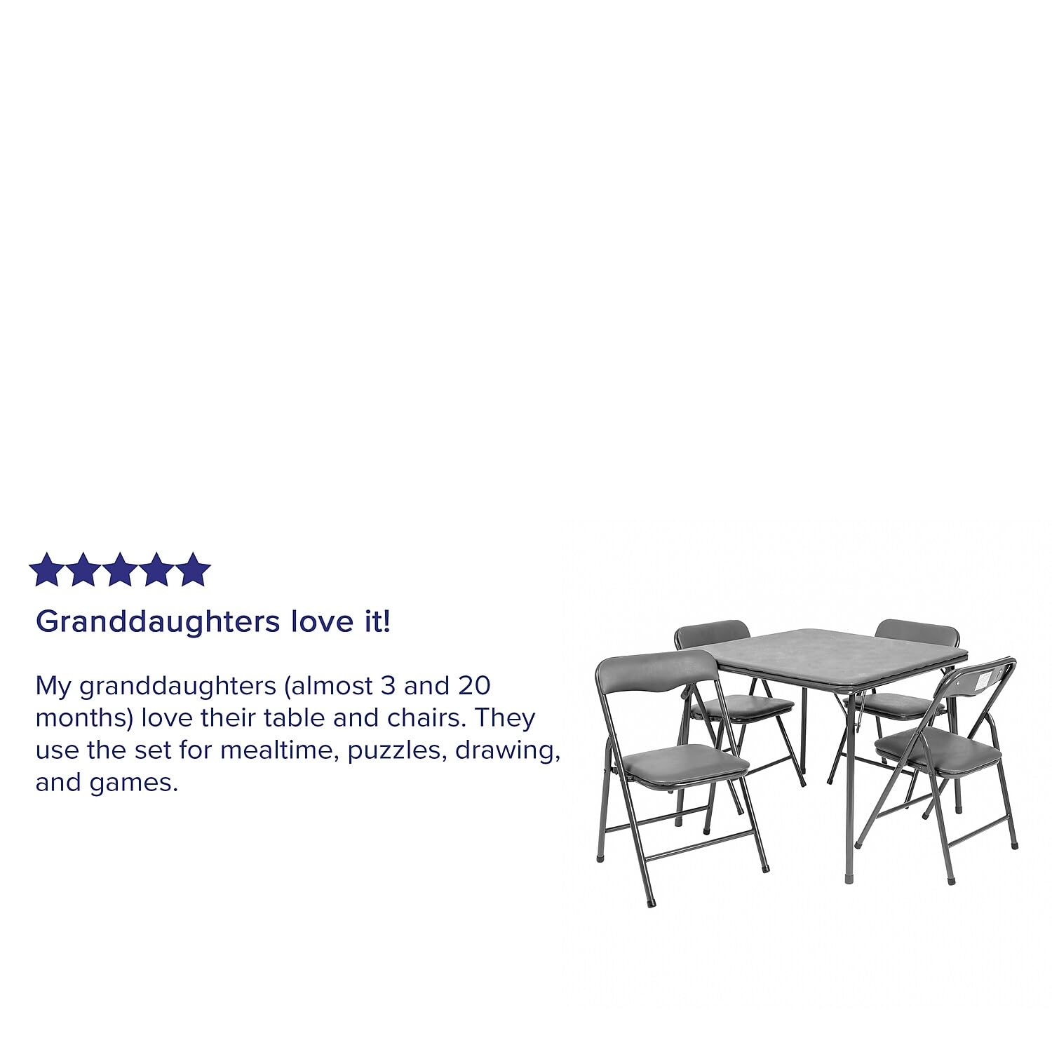 Flash Furniture Mindy Kids 5-Piece set Folding Square Table and Chairs Set for Daycare and Classrooms, Children's Activity Table and Chairs Set, Multicolor