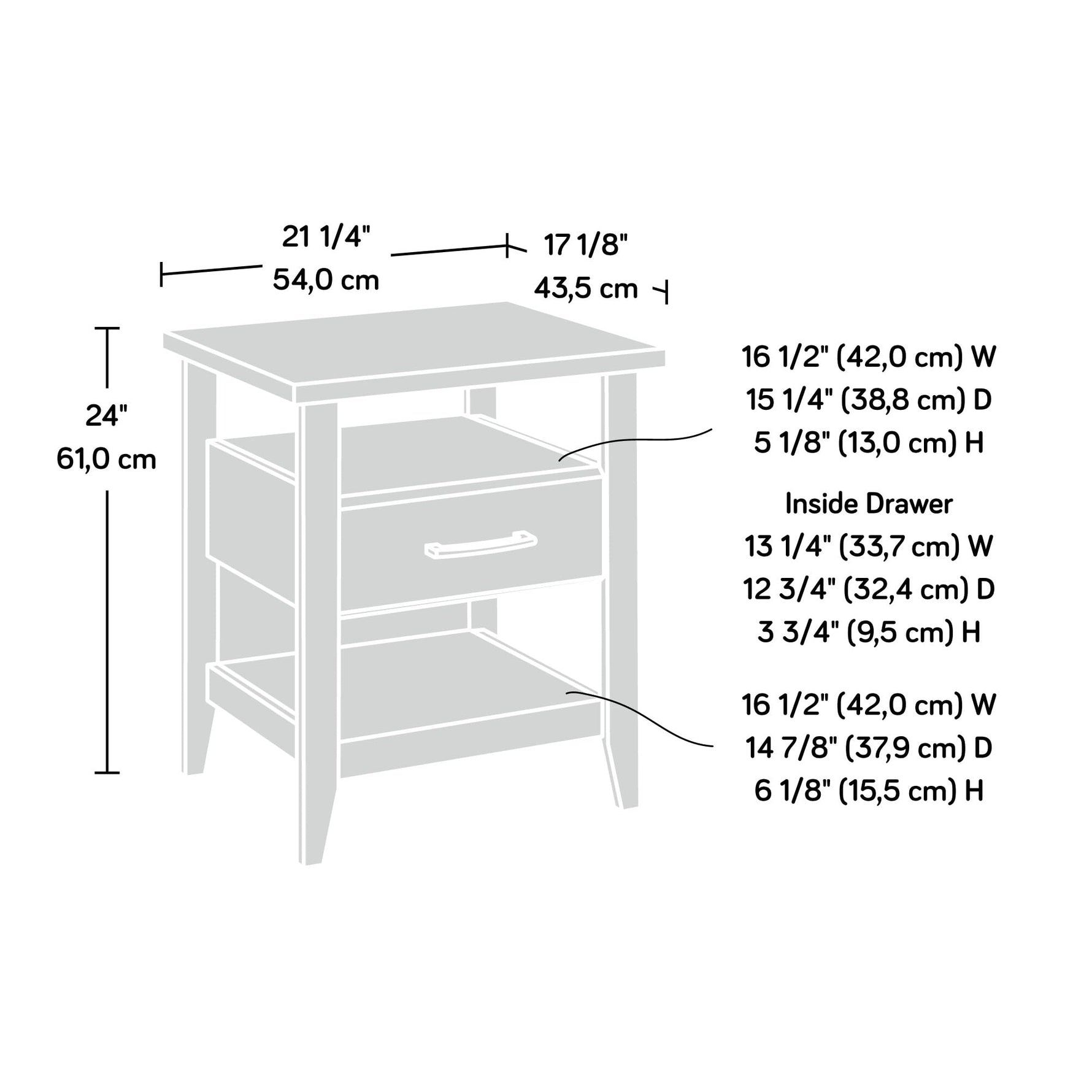 Sauder Summit Station Night Stand in Pebble Pine Finish