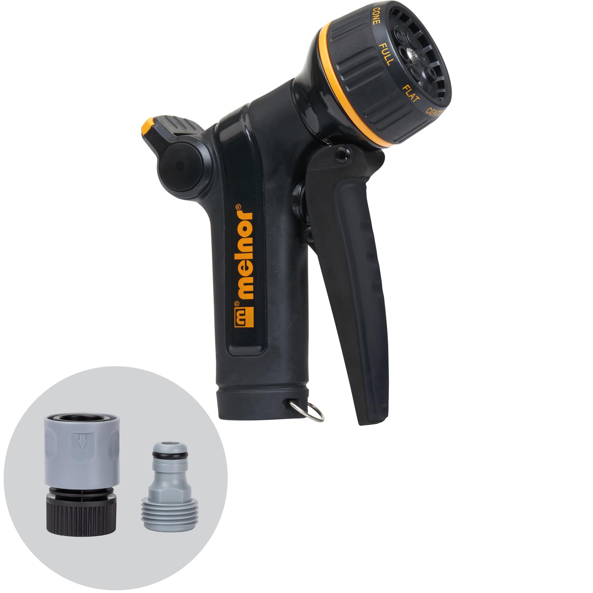 Melnor 65020-AMZ Metal Nozzle with QuickConnect Product Adapter Set, Multi-Pattern, Heavyweight Rear Trigger