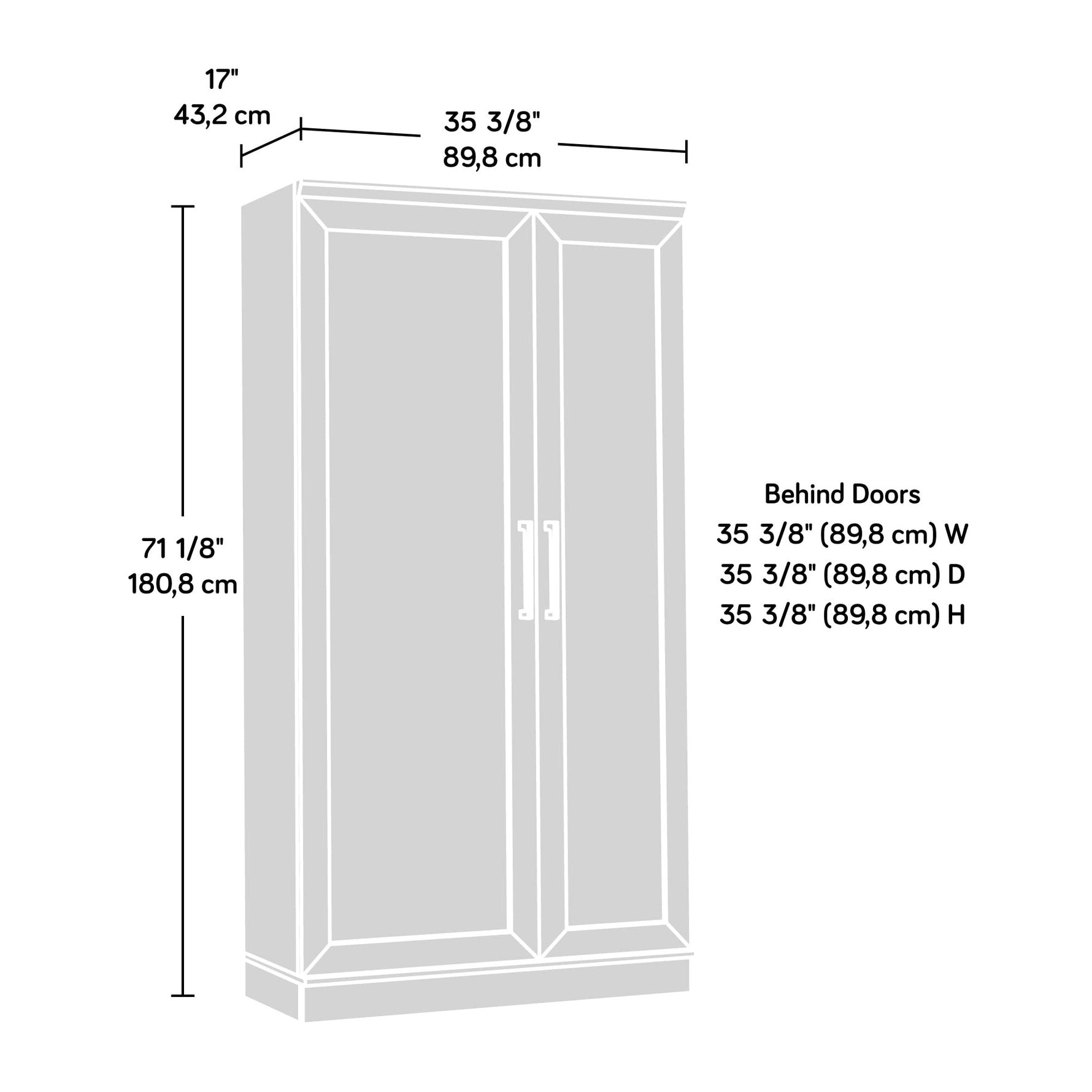 Sauder HomePlus Kitchen Storage Pantry Cabinet with Swing Door Storage and Adjustable Shelves, in Soft White finish
