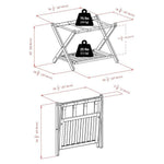 Furnifact Solid Wood Luggage Rack for Guest Room with Foldable Design, Lower Shoe Shelf, Thick Nylon Straps, and Cappuccino Finish, Elegant Suitcase Stand
