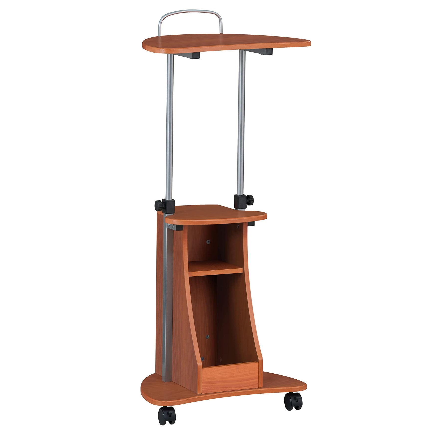 Techni Mobili Sit-to-Stand Rolling Adjustable Height Laptop Cart with Storage, Graphite, 22 x 16 x 46