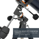 Celestron – AstroMaster 130EQ Newtonian Telescope – Manual Reflector for Beginners – Aluminized Mirror – Adjustable-Height Tripod – Includes Accessories Plus Astronomy Software Package