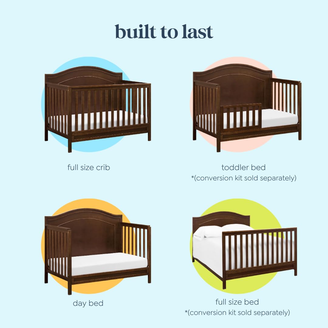 Davinci Charlie 4-in-1 Convertible Crib - GREENGUARD Gold Certified - Converts from Baby Crib to Toddler Bed, Daybed, and Full-Size Bed Effortlessly - 4 Adjustable Heights - Wooden White Baby Bed