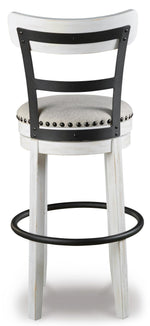 Signature Design by Ashley Valebeck Upholstered Swivel Stool, Cushioned Seat, Woven Fabric Upholstery, Wood, 24" H, Brown & Black