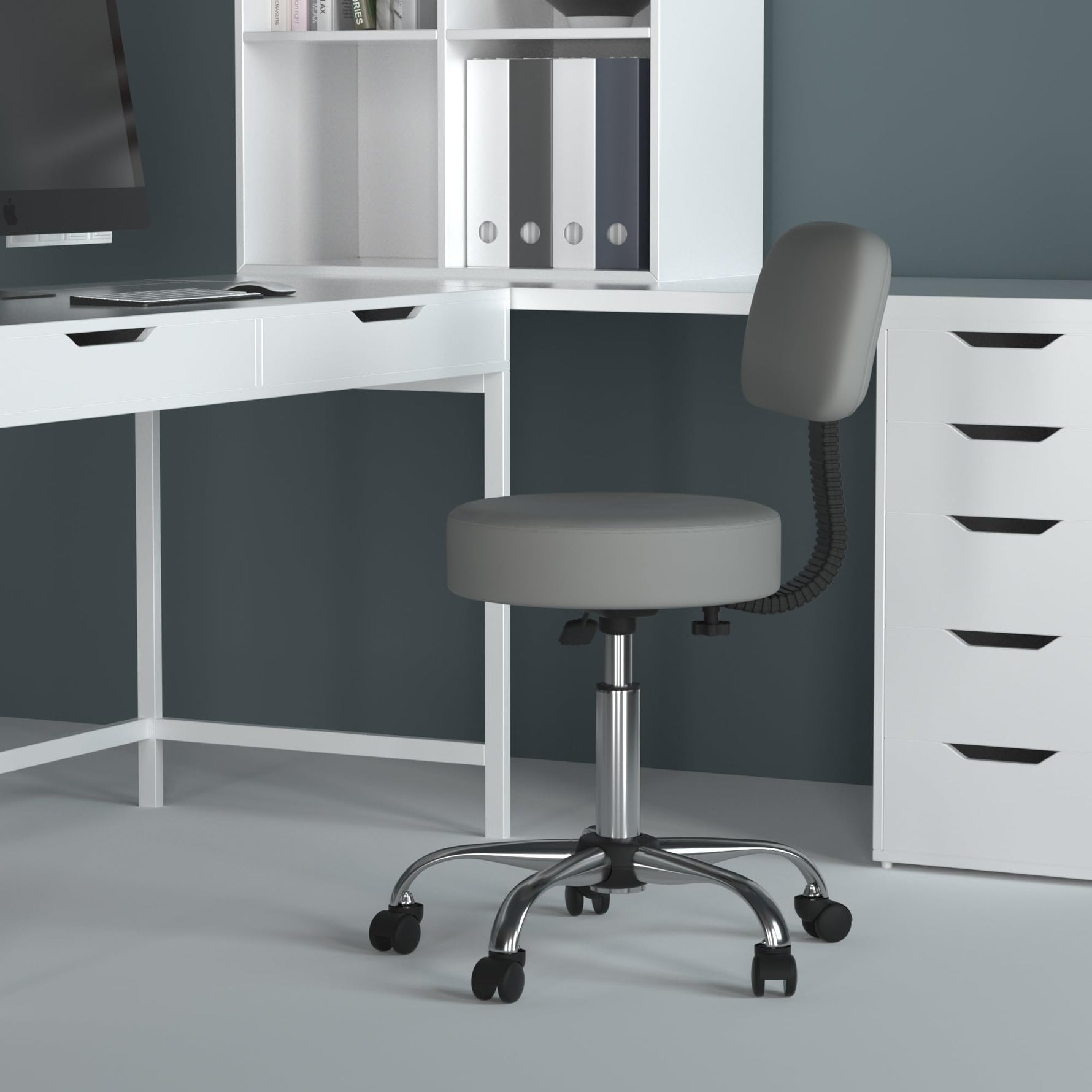 Boss Office Products Antimicrobial Vinyl Medical Spa Stool in Black
