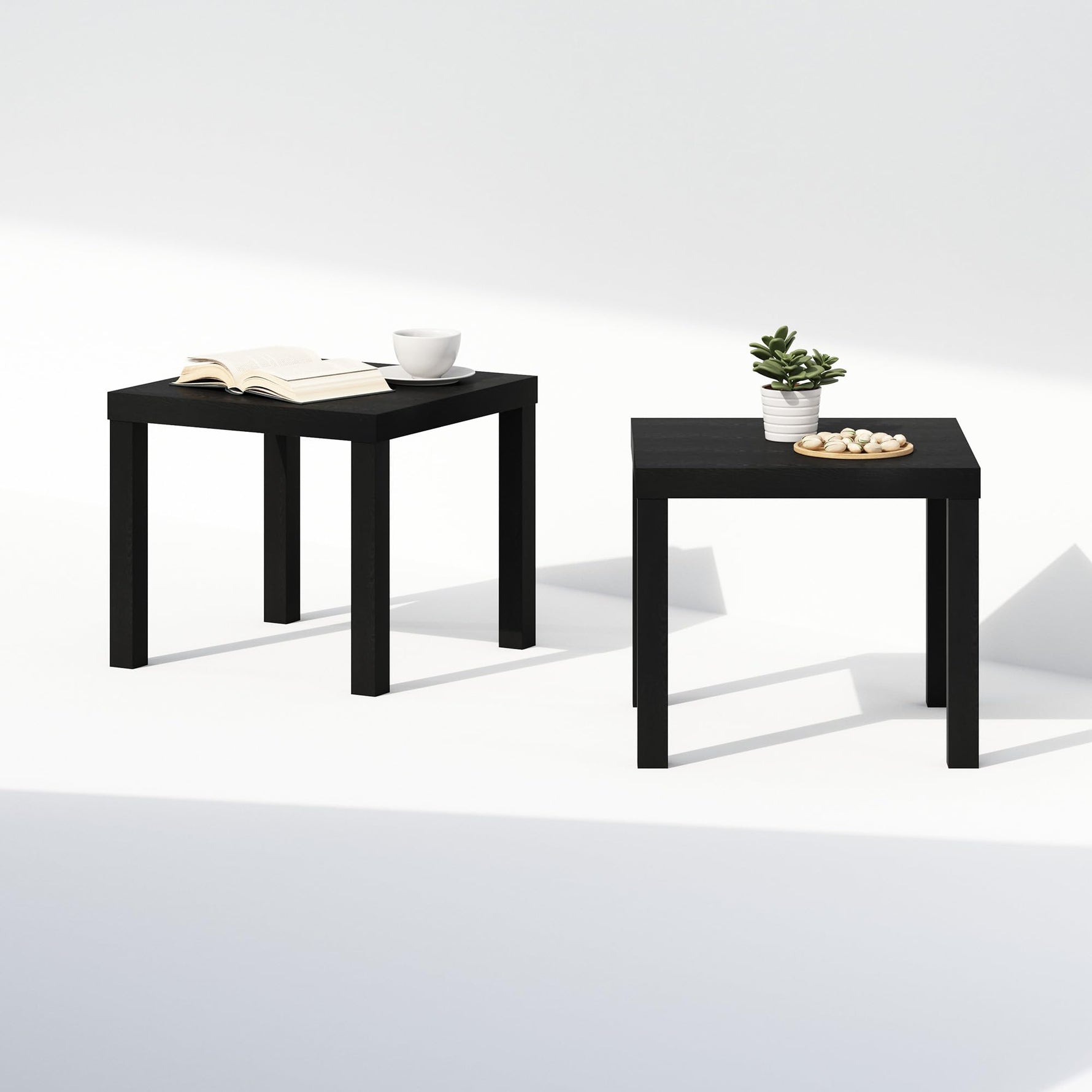 Furinno CLASSIC Coffee Table, Modern Rectangle Coffee Table with 1.8" Triple Thick Tabletop, Side Table, Toolless Assembly, for Living Room, Home Office, Black