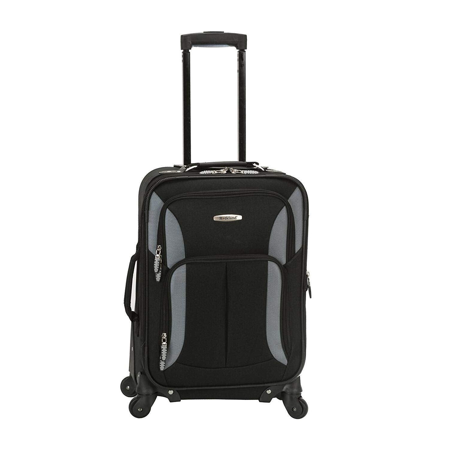 Rockland Pasadena Expandable Spinner Carry-on 19", Black