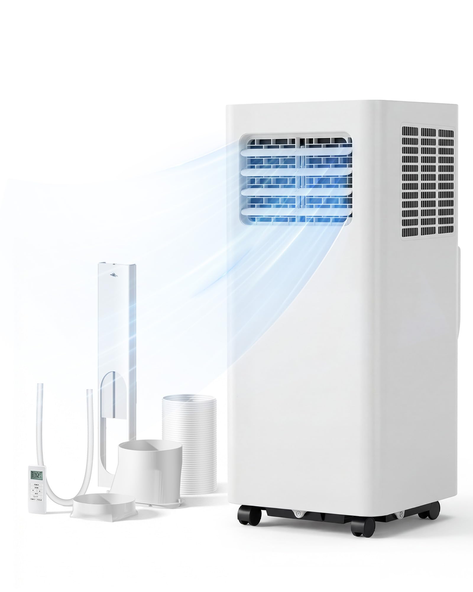 Feelfunn 8000 BTU Portable Air Conditioner, 3-in-1 Cools 350 Sq.Ft, Quiet AC with Fan & Dehumidifier, LED Display, Remote, 24H Timer, Window Kit, for Bedroom/Office/Dorms