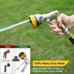 FANHAO Garden Hose Nozzle, 100% Heavy Duty Metal Spray Nozzle with Thumb Control, High Pressure Water Nozzle with 8 Adjustable Spray Patterns for Watering Plants, Washing Cars and Showering Pets