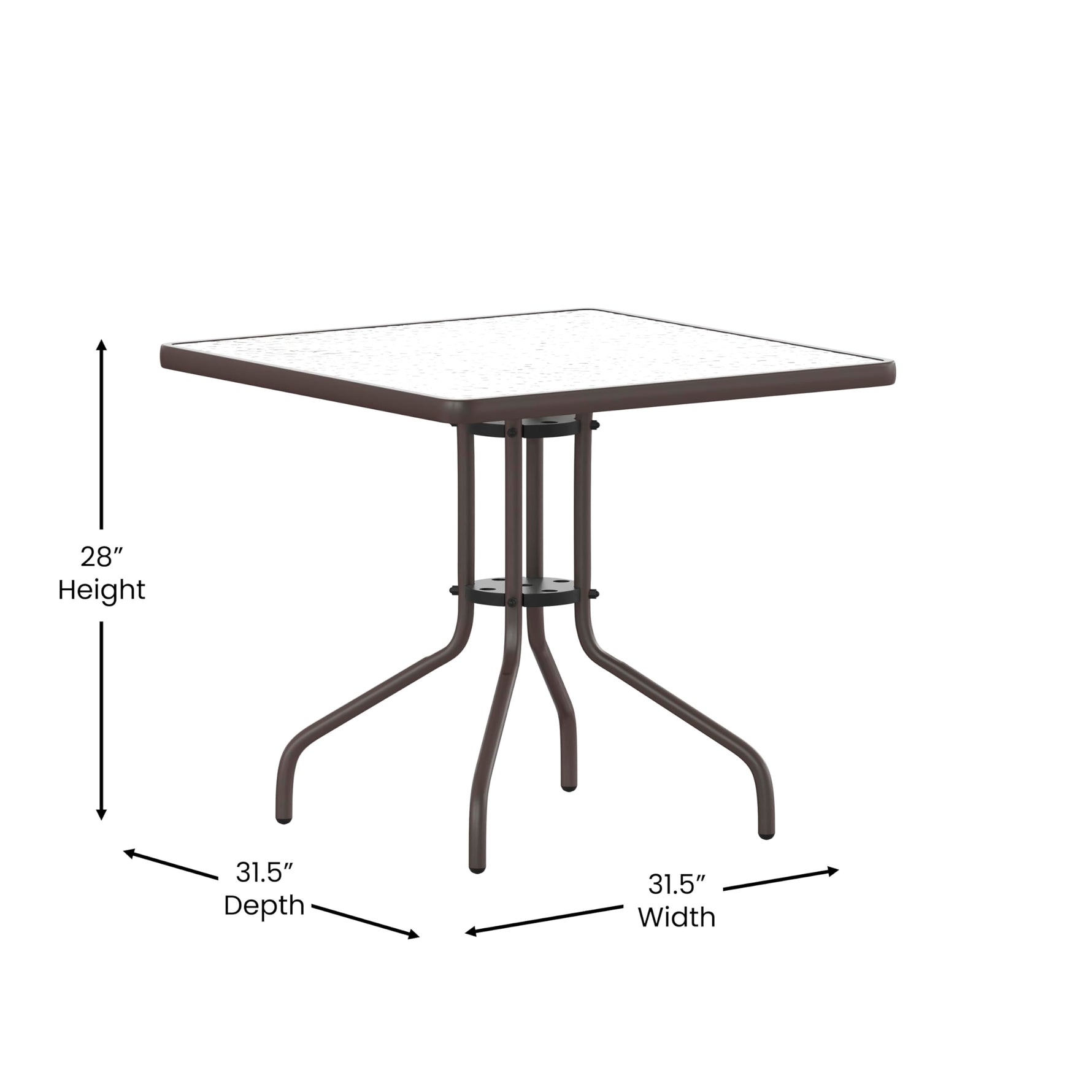 Flash Furniture Barker 23.5" Square Indoor/Outdoor Tempered Glass Patio Side Table, Outdoor Patio Table for Commercial or Residential Use, Clear/Black