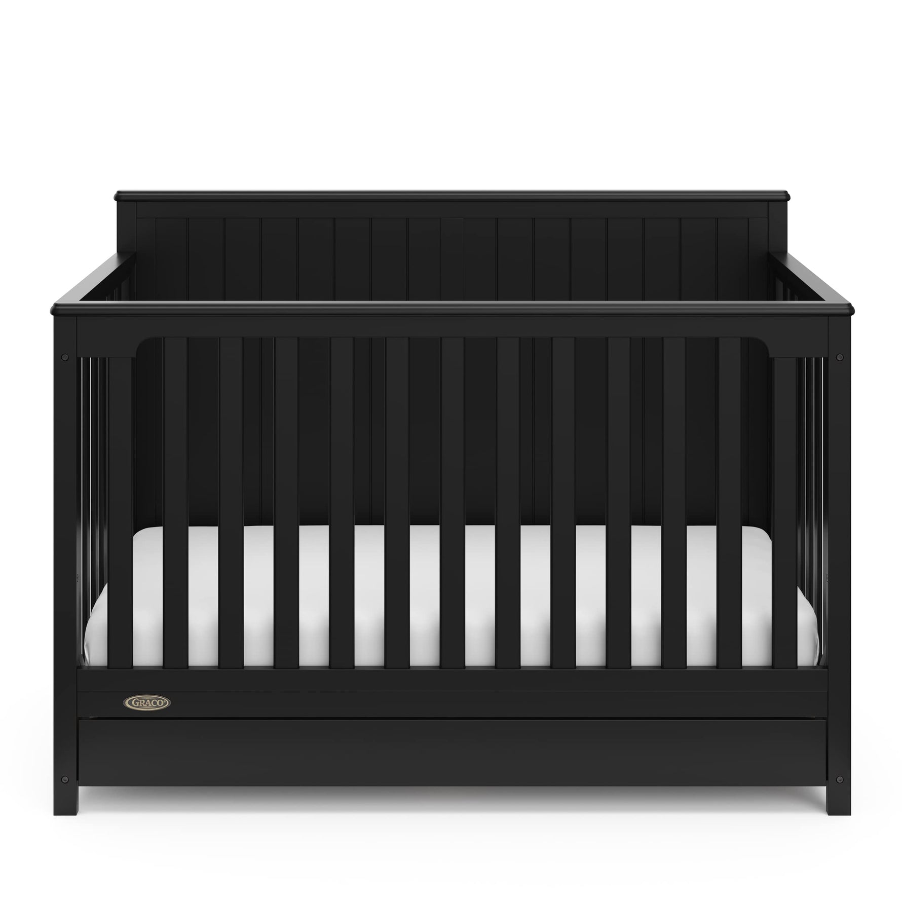 Graco Hadley 5-in-1 Convertible Crib with Drawer – GREENGUARD Gold Certified, Fits Standard Crib Mattress, Converts to Toddler Bed, Daybed and Full Bed, 4 Adjustable Mattress Heights (White)