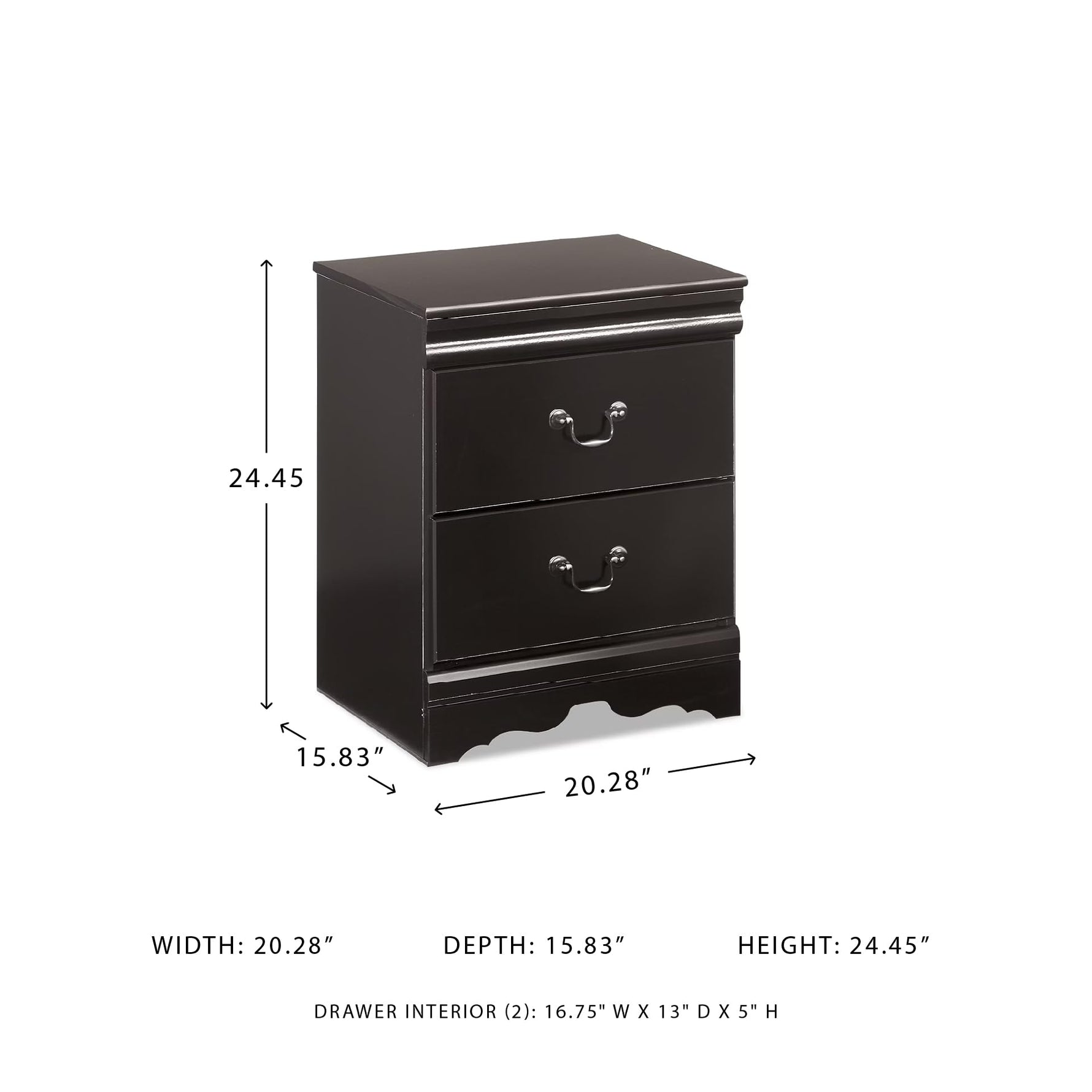 Signature Design by Ashley Alisdair Traditional 2 Drawer Nightstand, 23.75" Tall, Dark Brown