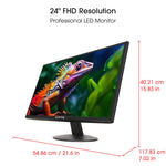 Sceptre 24-inch Prime Monitor Thin 1080p LED Monitor 99% sRGB 2x HDMI VGA Build-in Speakers, Machine Black (E248W-19203R 2025 Series)