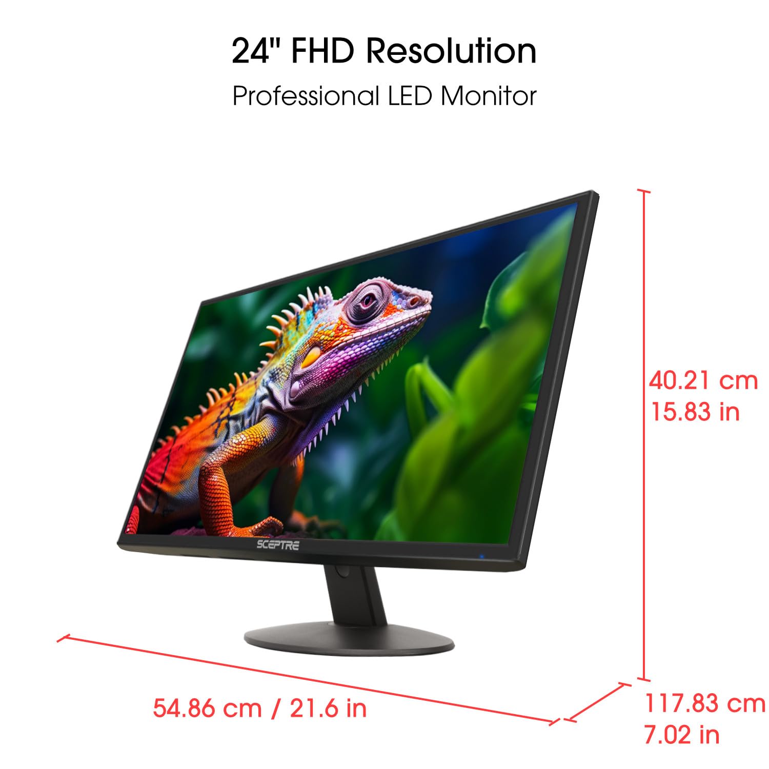 Sceptre 24-inch Prime Monitor Thin 1080p LED Monitor 99% sRGB 2x HDMI VGA Build-in Speakers, Machine Black (E248W-19203R 2025 Series)