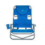 Ostrich the Heavy-Duty Backpacker, Portable Beach Chair with Face Hole, Adjustable Lounge Chair with Face Opening, Cup Holder, & 325lb Capacity, Blue