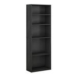 Furinno Jaya Book Shelf, 5-Tier Bookshelf, Bookcase with Adjustable Shelves, 9.5 x 24.5 x 71.2, for Organization and Storage, for Living Room, Bedroom, Home Office, Blackwood
