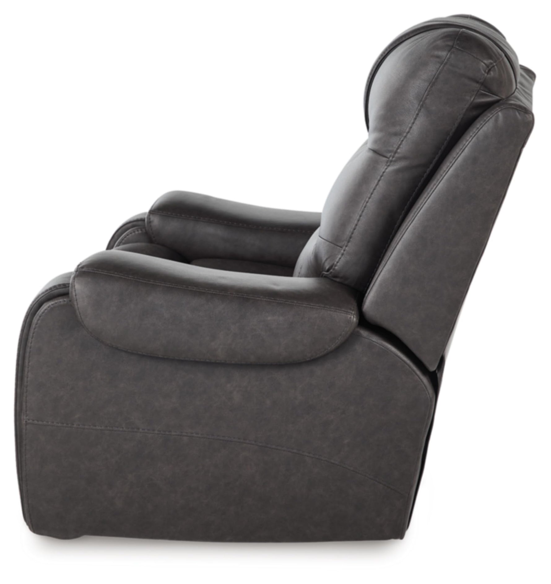 Signature Design by Ashley Skymaker Modern Faux Leather Manual Rocker Recliner with Track Arms, Dark Brown