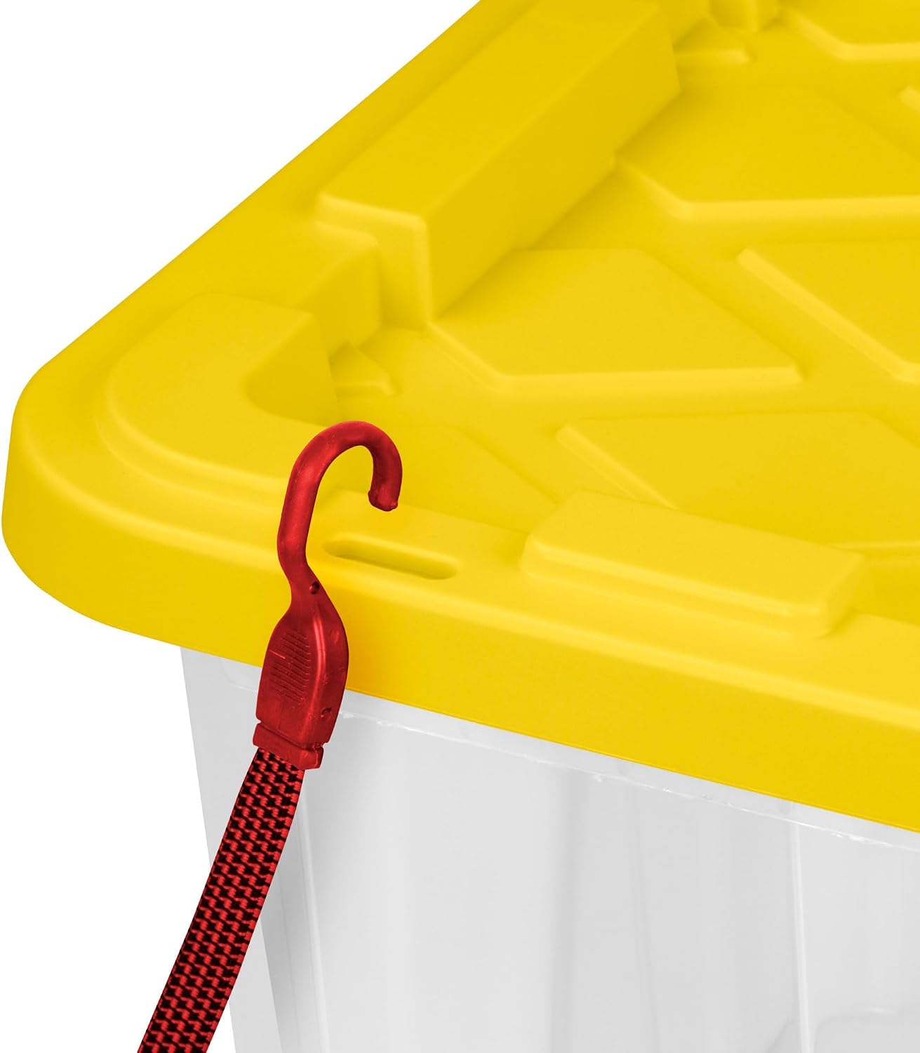 Sterilite Industrial Storage Tote with Lids for Garage, 27 Gallon, 4-Pack | Heavy-Duty and Stackable Utility Box Containers for Home, Office, and Basement Organization, Black/Yellow