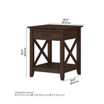 Bush Home End Table with Drawer, Nightstand with Storage, Living Room and Bedroom Furniture, Key West Collection, Washed Gray