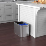 ITouchless 5.3 Gallon / 20L Slim Dual Compartment Open Top Trash Can and Recycle Bin – Rectangular Stainless Steel Wastebasket for Kitchen, Home, Office, Cubicle, Breakroom, Garage