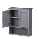 Spirich Bathroom Cabinet Wall Mounted with Doors, Wood Hanging Cabinet with Doors and Shelves Over The Toilet, Bathroom Wall Cabinet White