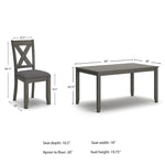 Signature Design by Ashley Caitbrook Rustic 7-Piece Dining Set – Rectangular Table with 6 X-Back Upholstered Chairs, Gray