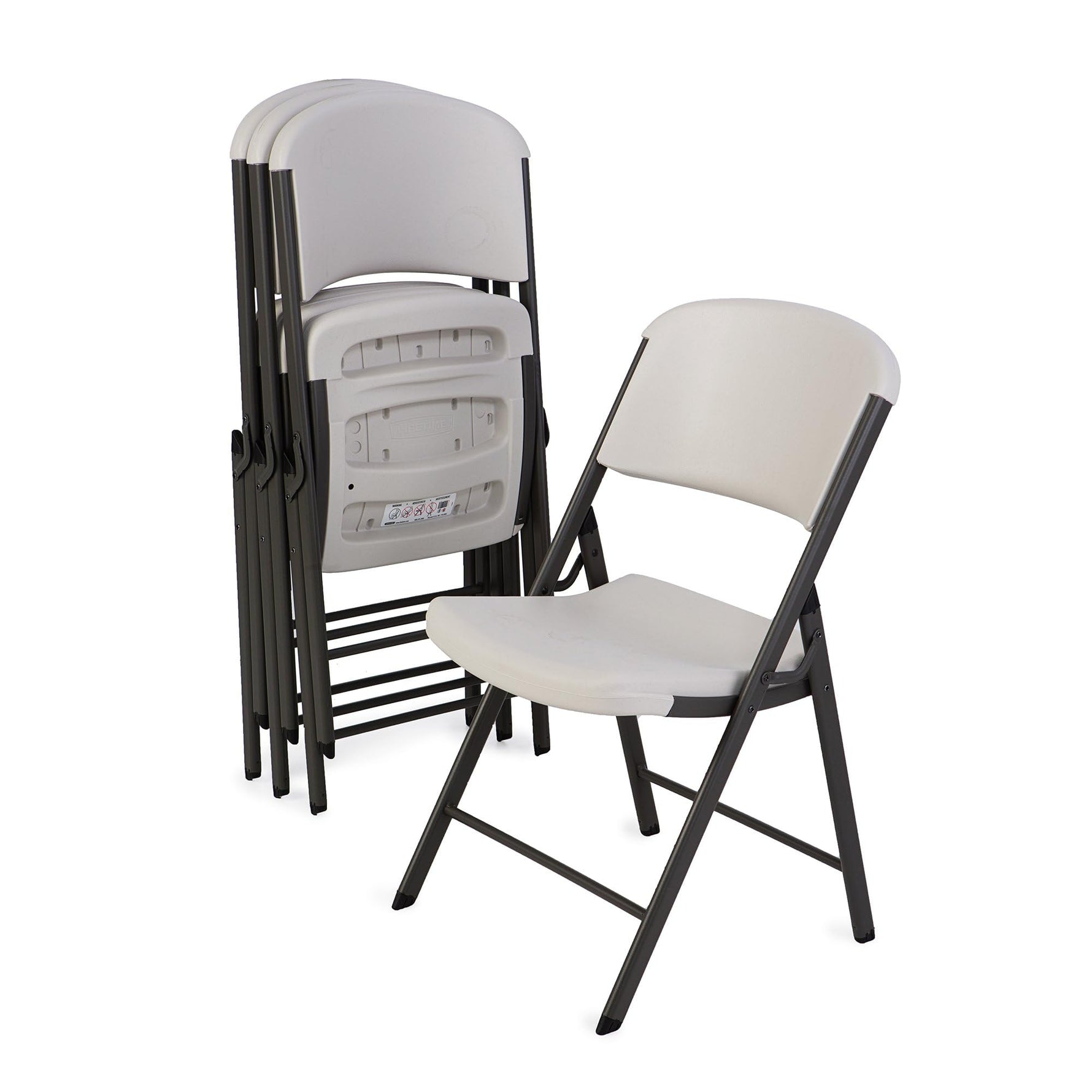 LIFETIME 42803 Commercial Grade Folding Chairs, 4 Pack, Almond