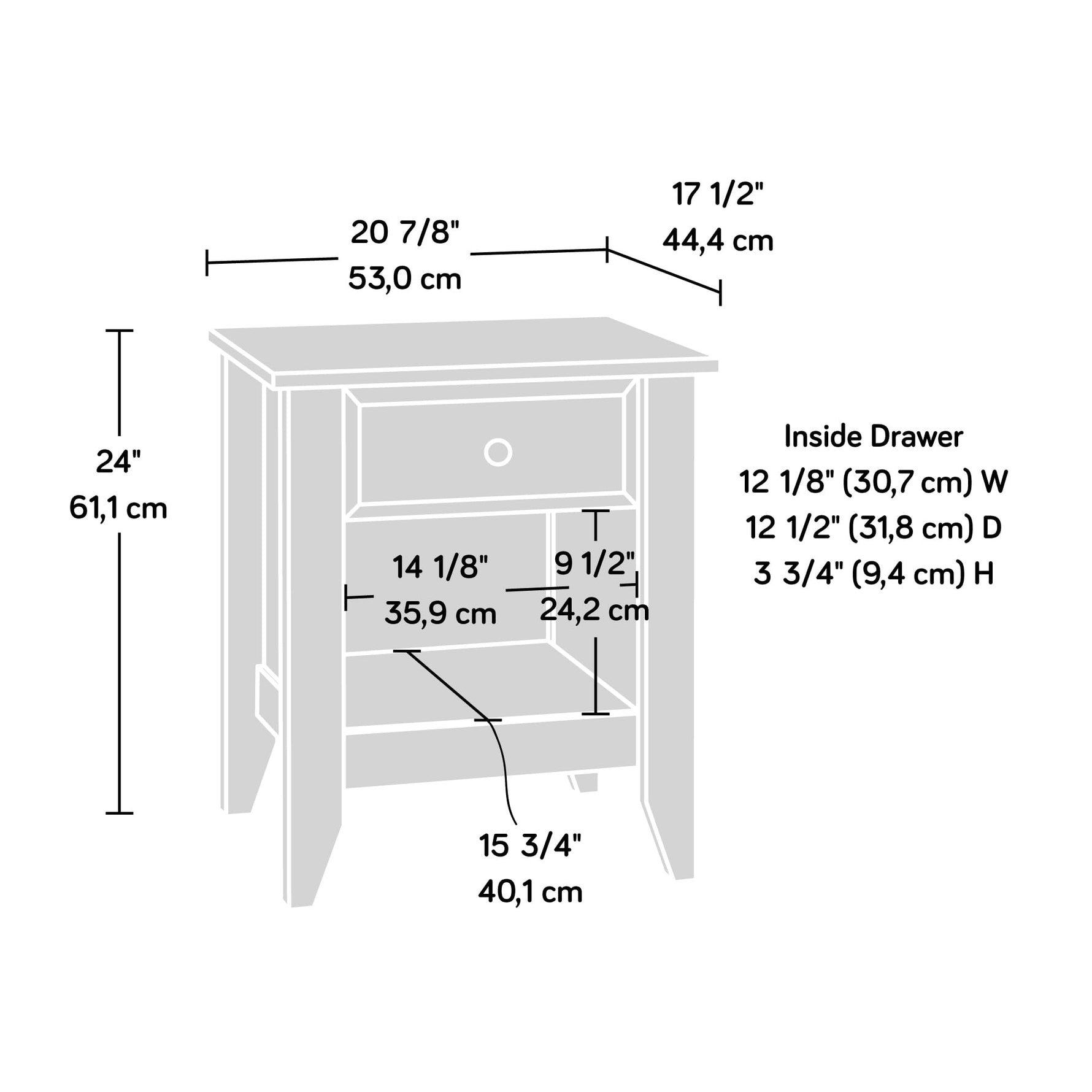 Sauder Shoal Creek Night Stand, Bedside Table, Bedroom Side Table, in Oiled Oak