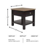 Signature Design by Ashley Bolanburg End Table for Living Room, Two-Tone Distressed Wood Side Table with Smooth-Gliding Drawer, Farmhouse Plank-Style Top, Ideal Night Stand Use, Antique White/Oak