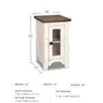 Signature Design by Ashley Valebeck Rustic Farmhouse Chair Side End Table with Cabinet Door, Distressed Black