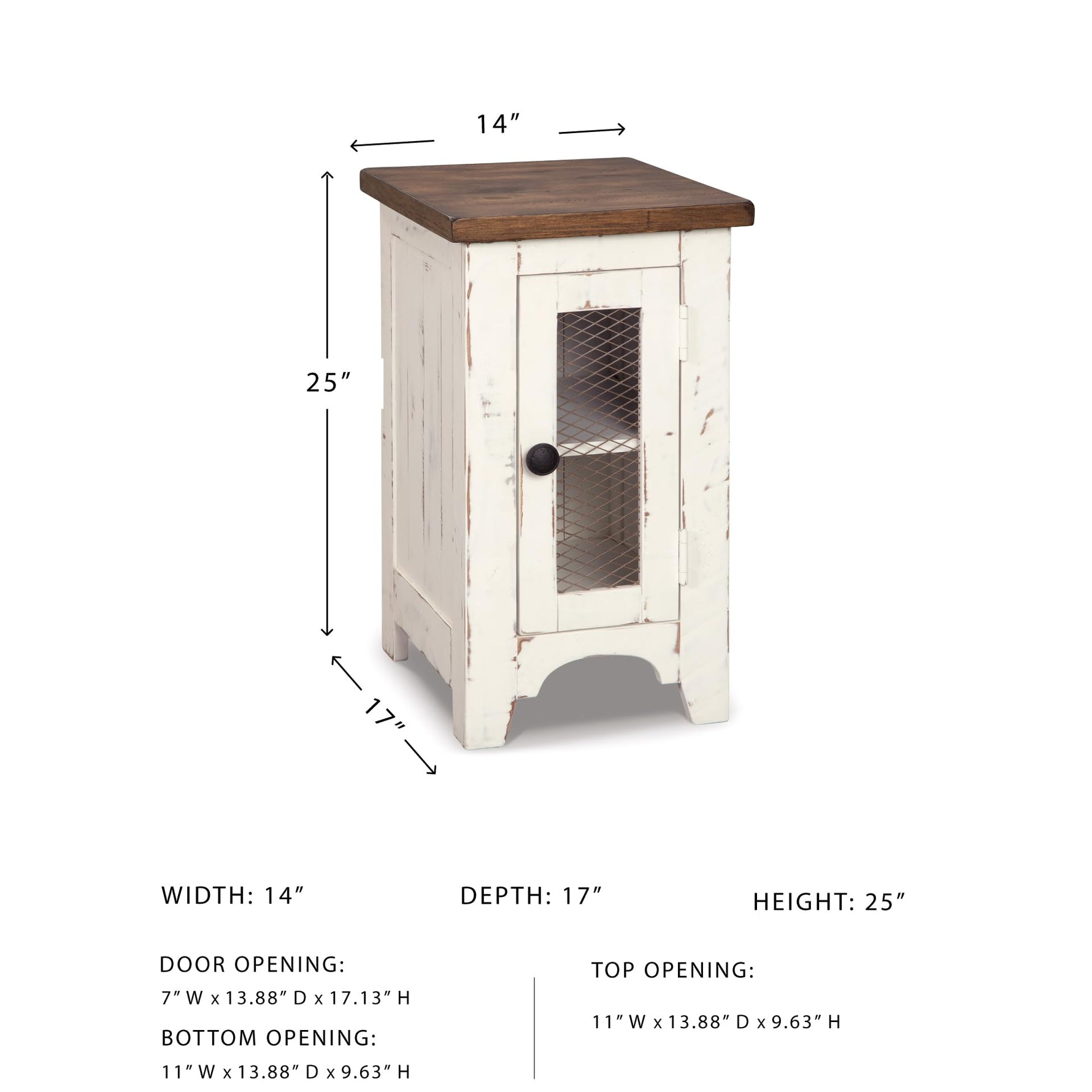 Signature Design by Ashley Valebeck Rustic Farmhouse Chair Side End Table with Cabinet Door, Distressed Black