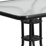 Flash Furniture Barker 23.5" Square Indoor/Outdoor Tempered Glass Patio Side Table, Outdoor Patio Table for Commercial or Residential Use, Clear/Black