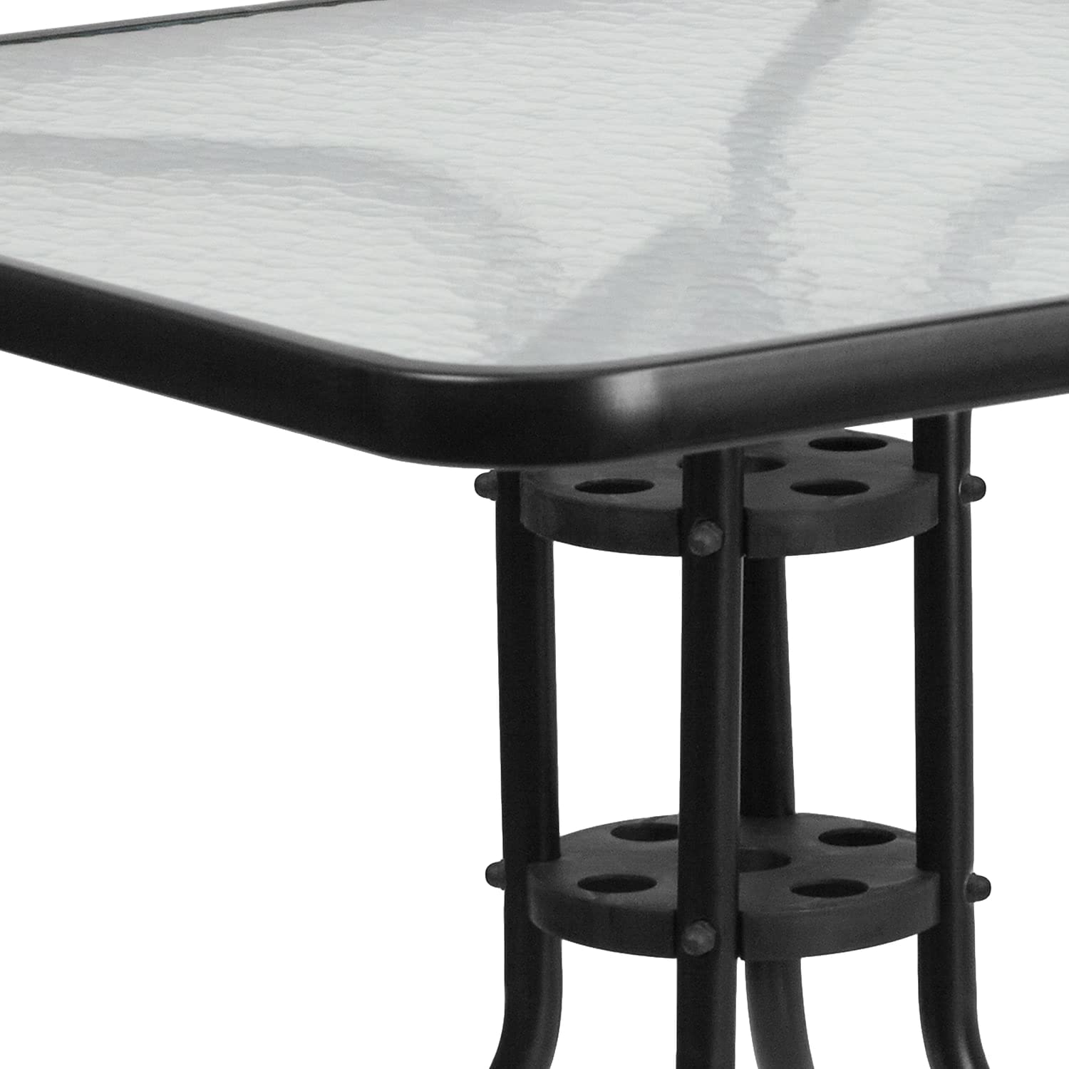 Flash Furniture Barker 23.5" Square Indoor/Outdoor Tempered Glass Patio Side Table, Outdoor Patio Table for Commercial or Residential Use, Clear/Black