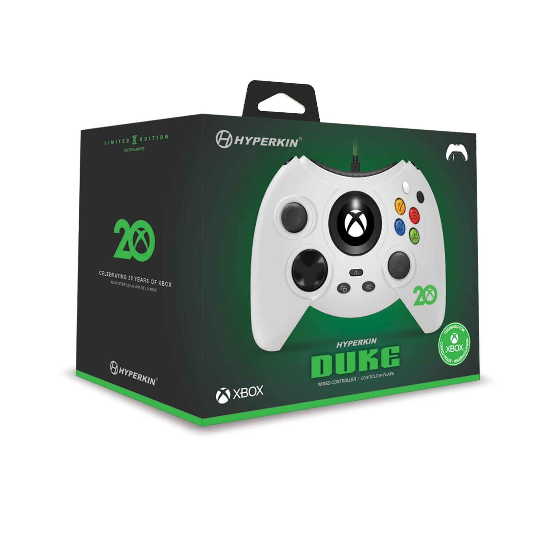Hyperkin Duke Wired Controller for Xbox Series X|S/Xbox One/Windows 10 -White- Officially Licensed (Xbox 20th Anniversary Limited Edition)