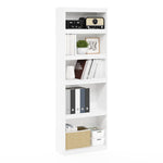 Furinno Jaya Book Shelf, 5-Tier Bookshelf, Bookcase with Adjustable Shelves, 9.5 x 24.5 x 71.2, for Organization and Storage, for Living Room, Bedroom, Home Office, Blackwood