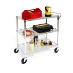 Seville Classics UltraDurable NSF Commercial Heavy Duty Metal Rolling Utility Cart, w/ Steel Shelves, Handle Bar for Restaurant, Garage, Warehouse, Kitchen, Office, Top Shelf (36"W x 18"D)