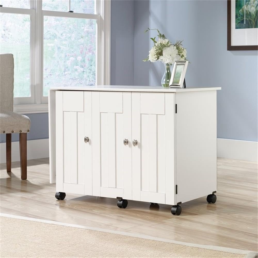 Sauder Miscellaneous Storage Easy Rolling Sewing and Craft Table/Cart/ Pantry cabinets, Cinnamon Cherry finish