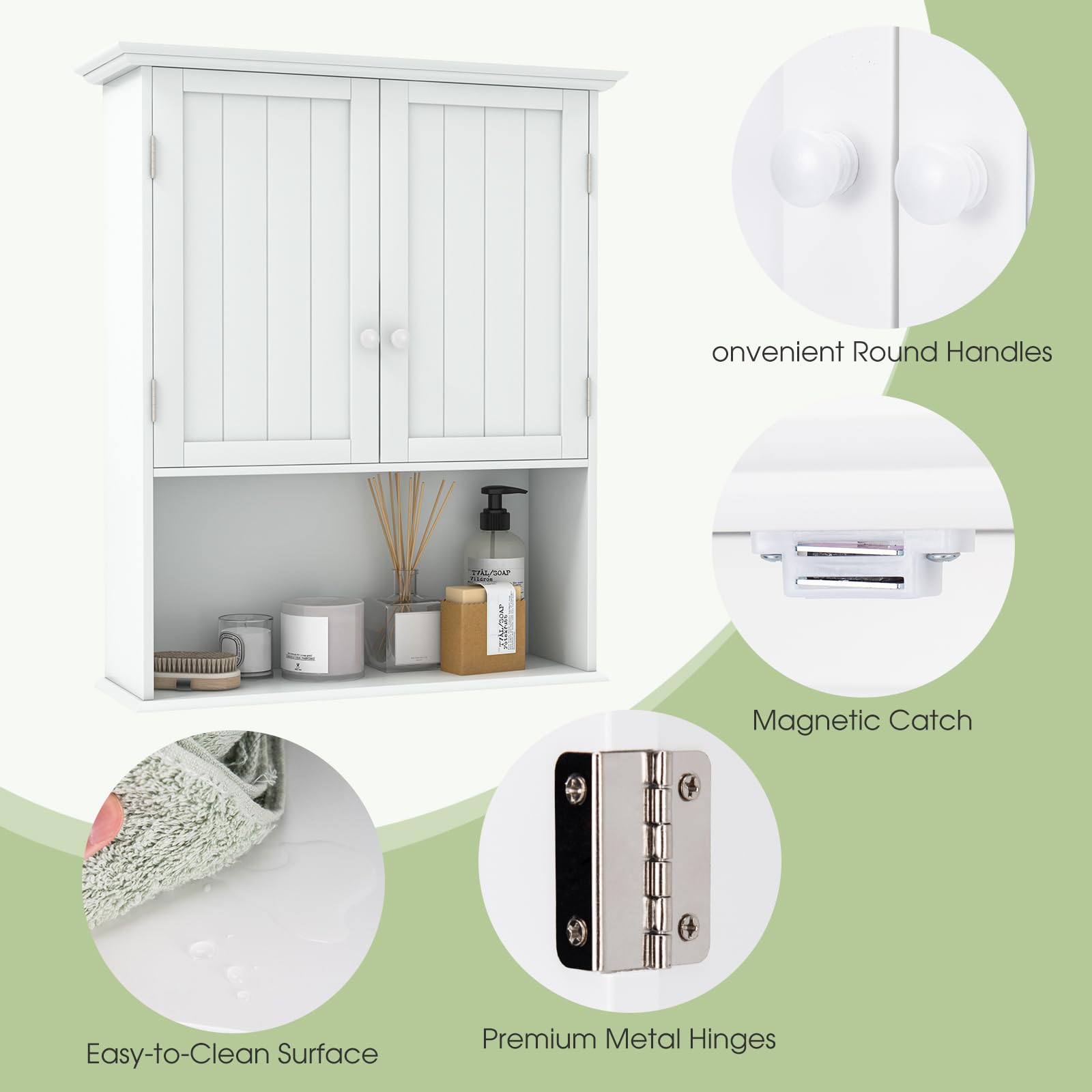 28" H x 23.5" W Wall Mount Medicine Cabinets with Adjustable Shelf and 2-Door for Bathroom Laundry Living Room