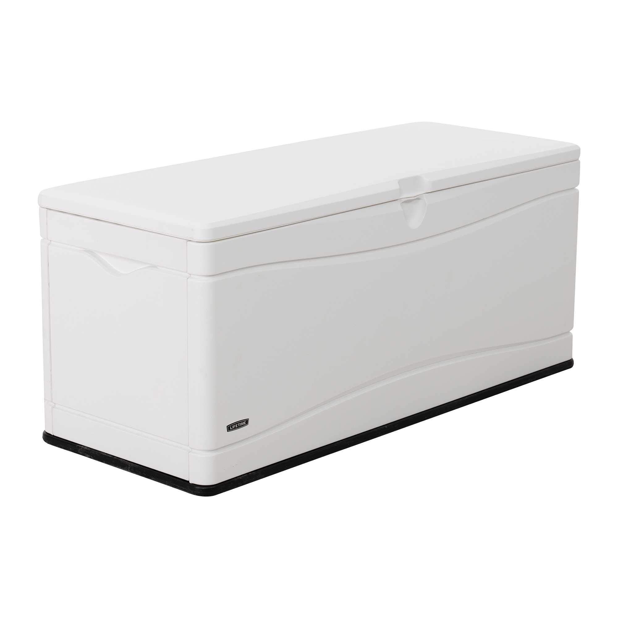 LIFETIME Outdoor Storage Deck Box, 130 Gallon, Arctic White, Lockable, UV-Protected, for Decks and Marine Docks