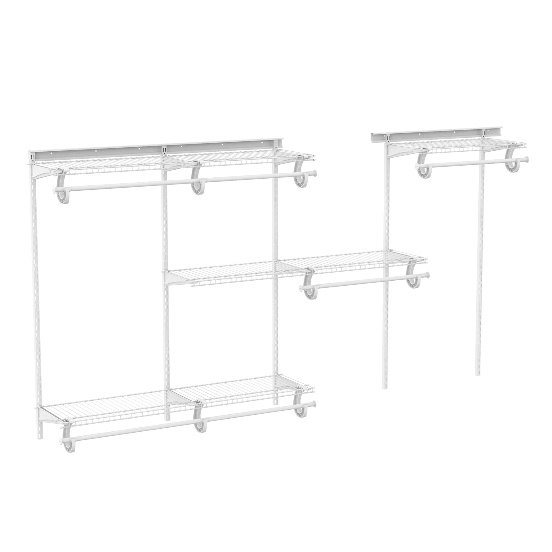 ClosetMaid ShelfTrack Wire Closet Organizer System, Adjustable from 5 to 8 Ft., with Shelves, Clothes Rods, Hardware, Durable Steel, White