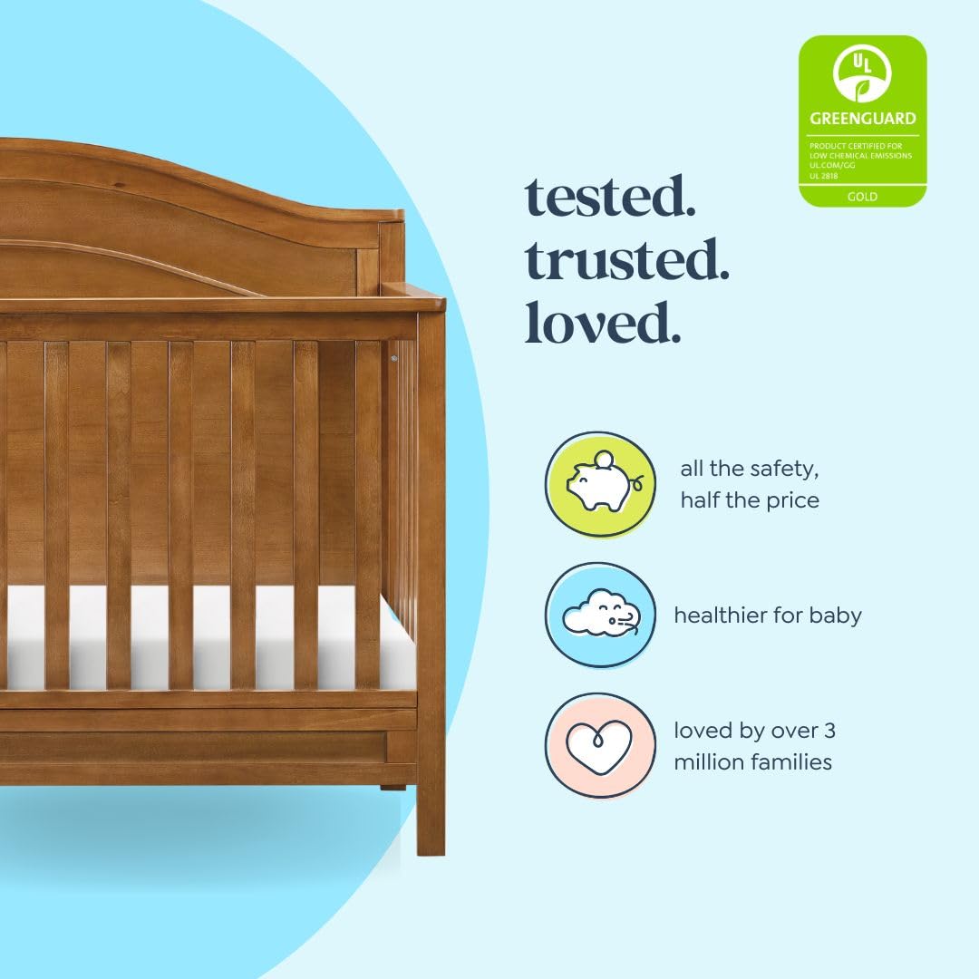 Davinci Charlie 4-in-1 Convertible Crib - GREENGUARD Gold Certified - Converts from Baby Crib to Toddler Bed, Daybed, and Full-Size Bed Effortlessly - 4 Adjustable Heights - Wooden White Baby Bed