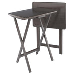 Winsome Alex Set of 2 Foldable Snack Tables in Walnut, Easy to Store Small Portable Fold Up Table Set for Kitchen, Living Room TV Dining, Crafts, Puzzles, Work from Home