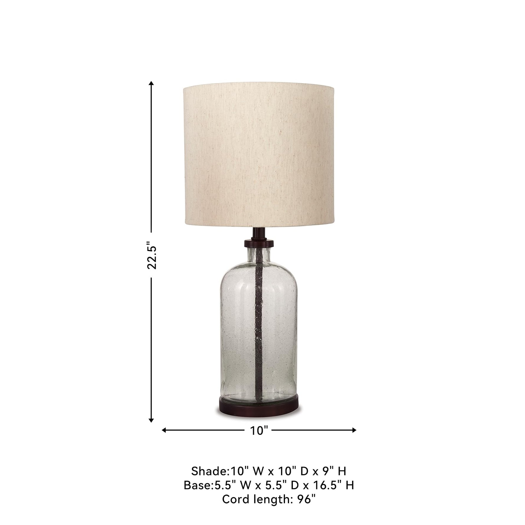 Signature Design by Ashley Bandile Modern Farmhouse 22.5" Seeded Glass Table Lamp, Bronze